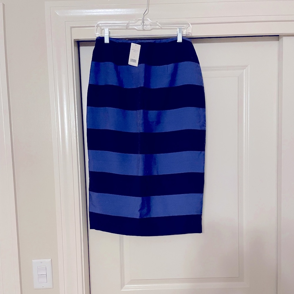 Blue Striped Pencil Skirt